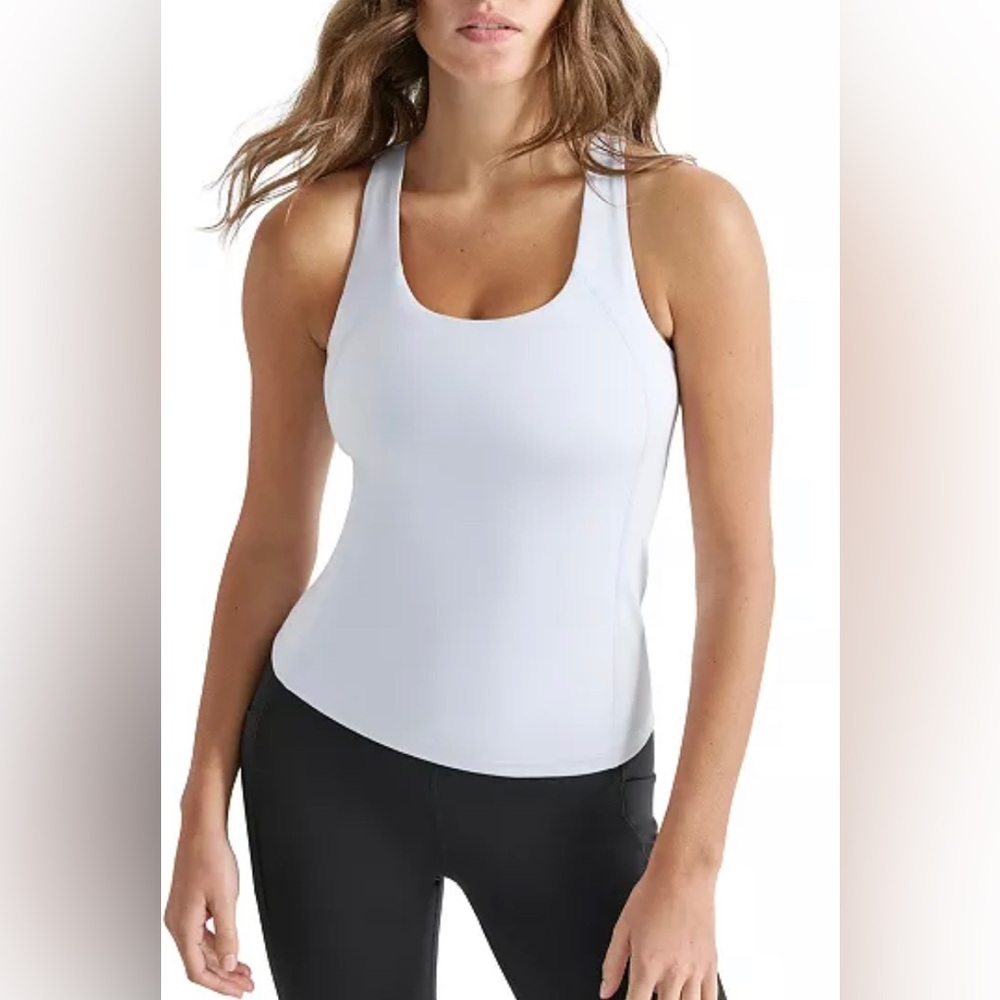 DKNY Sport Balance Compression Racerback Tank, Light Blue, sz S